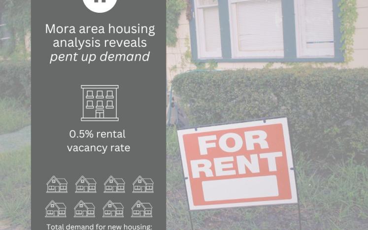 The Mora housing analysis revealed a rental vacancy rate of 0.5% and a total demand for 1,052 new housing units. 