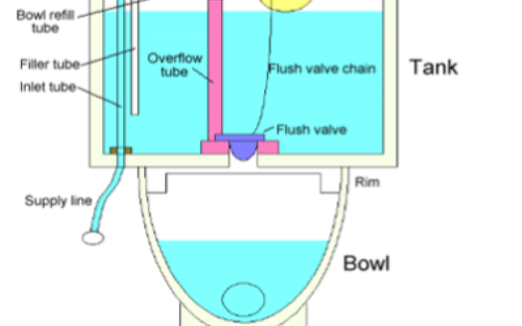 Diagram of toilet flush mechanics